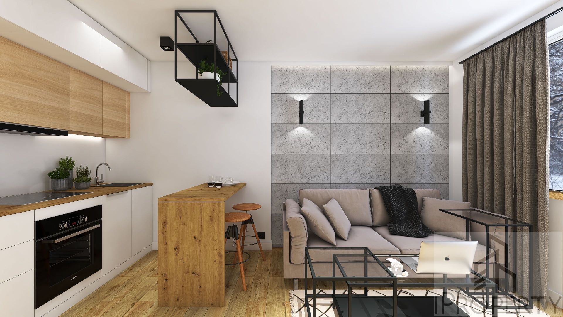 20latków Warszawa – salon z aneksem kuchennym (1)