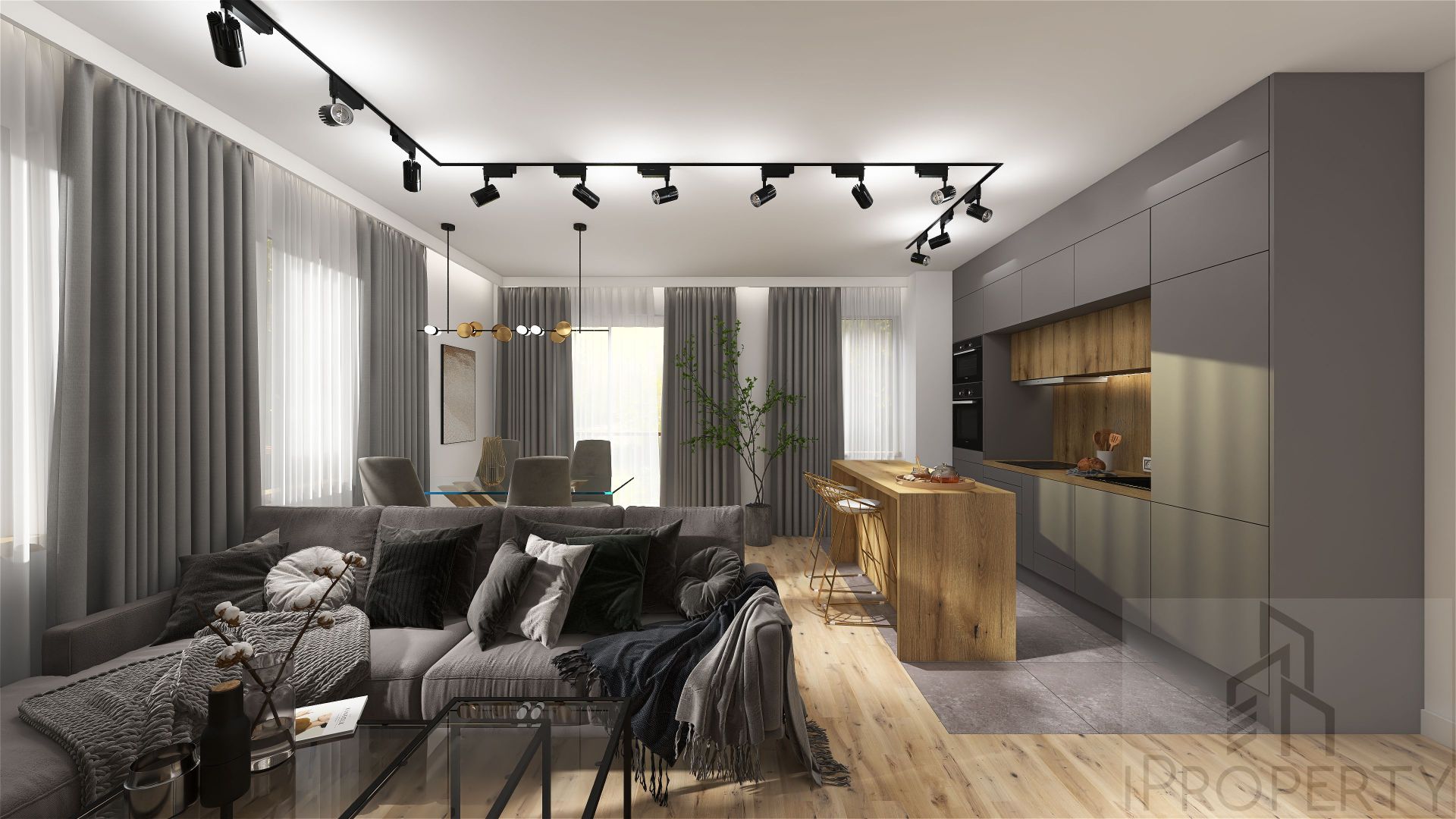 M4 – parter – Belzacka – salon z aneksem kuchennym (2)