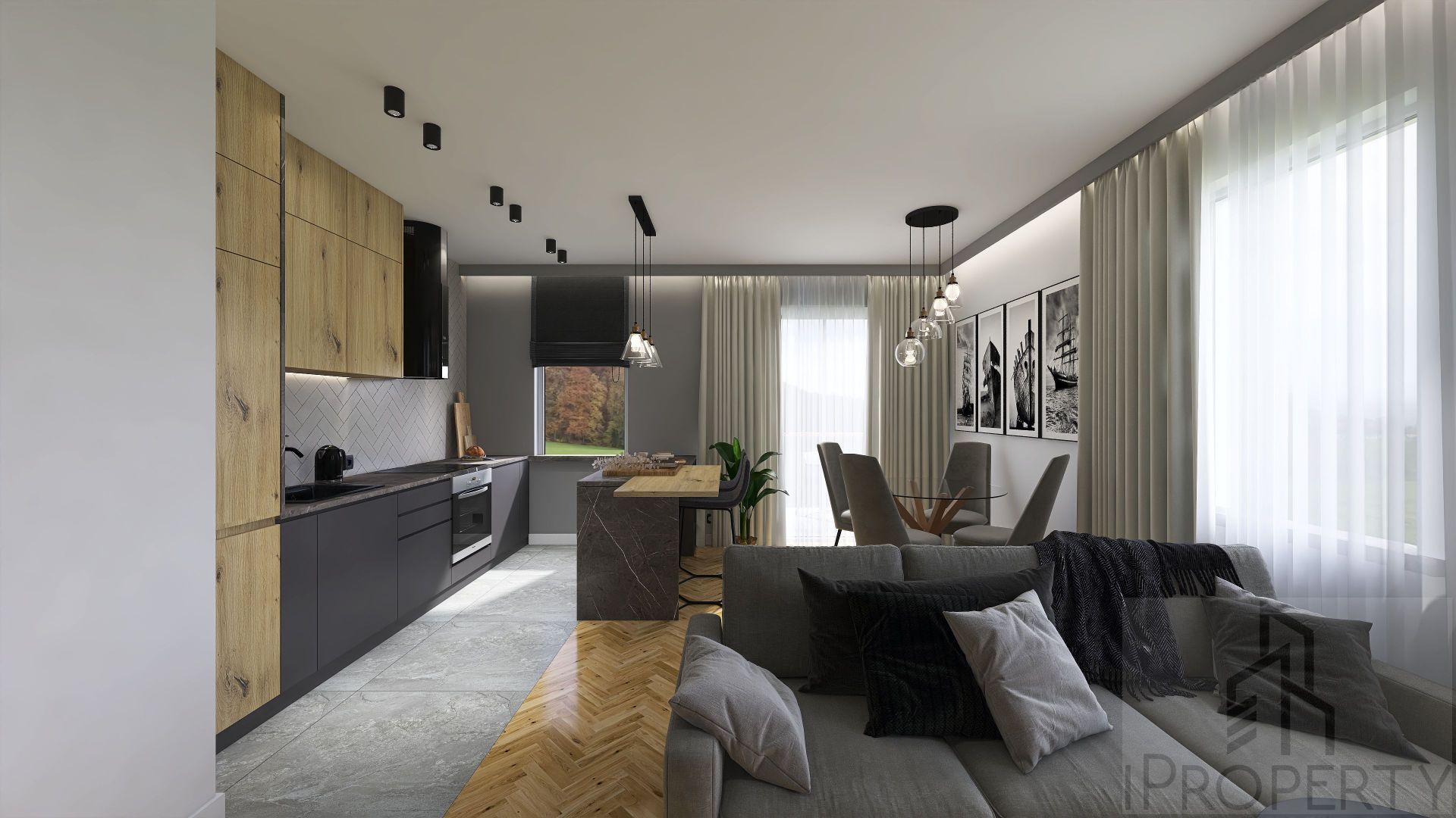 M5 – Belzacka – parter bud. A – salon z aneksem kuchennym (3)