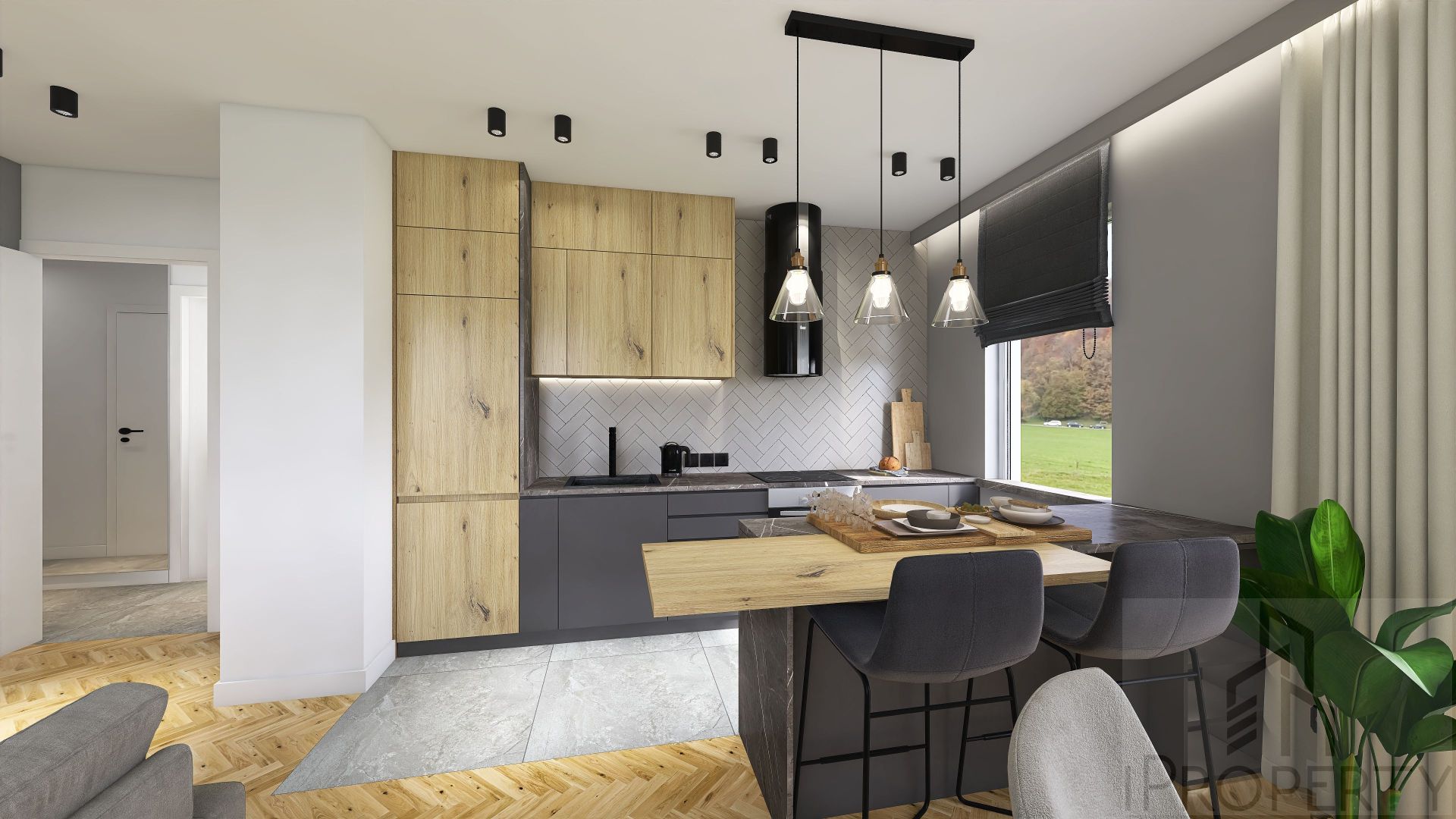 M5 – Belzacka – parter bud. A – salon z aneksem kuchennym (4)