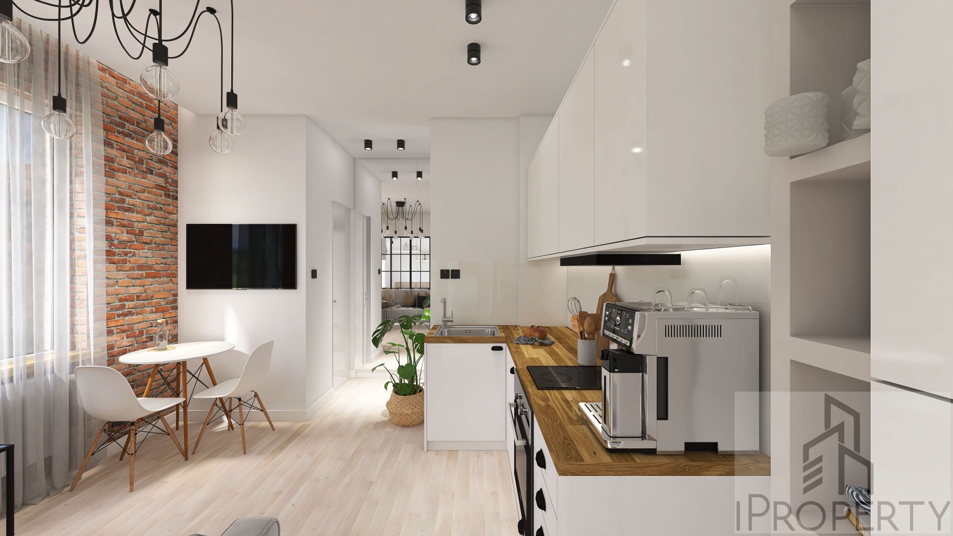 Targowa Łódź – salon z aneksem kuchennym (4)