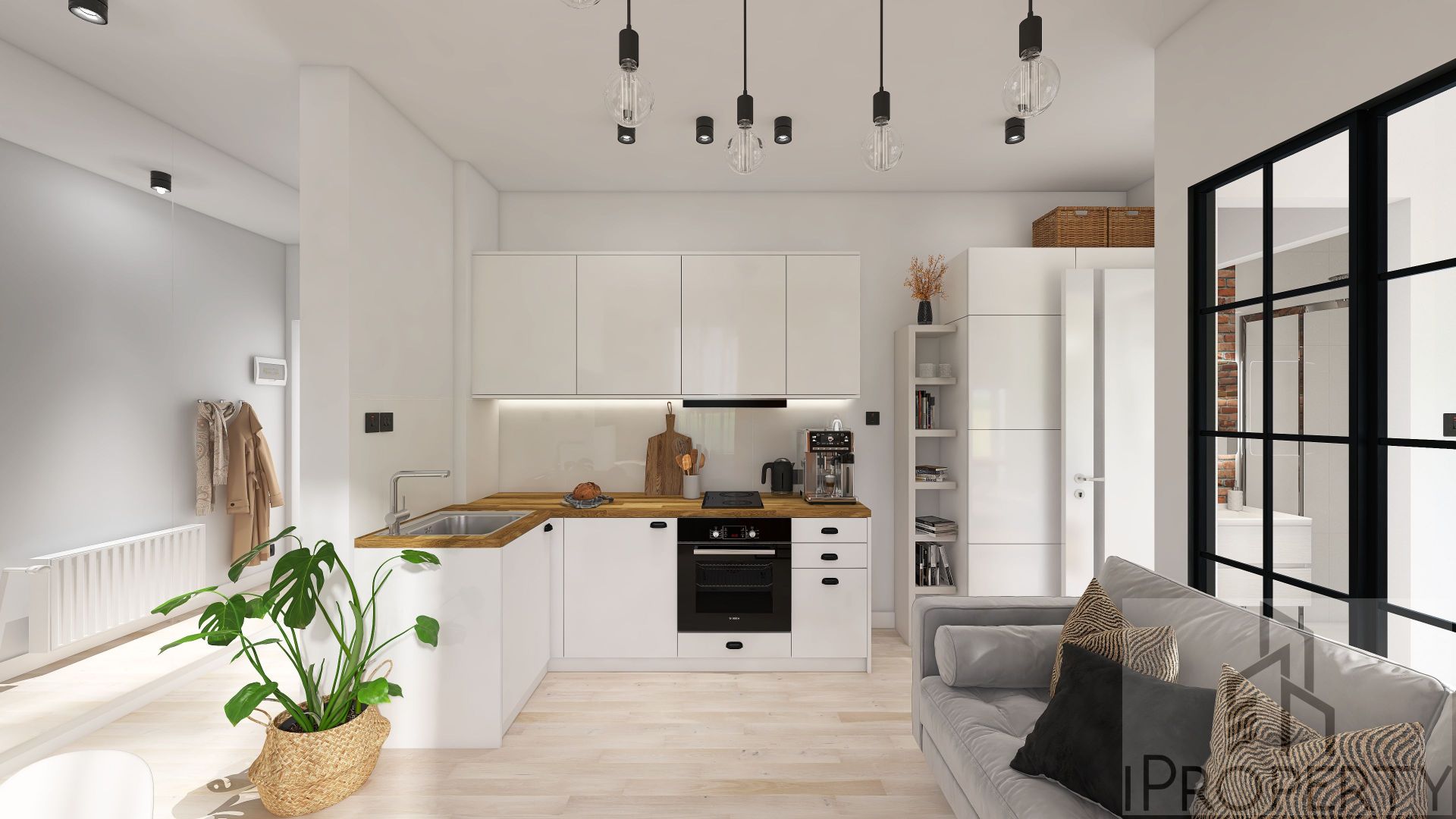 Targowa Łódź – salon z aneksem kuchennym (5)