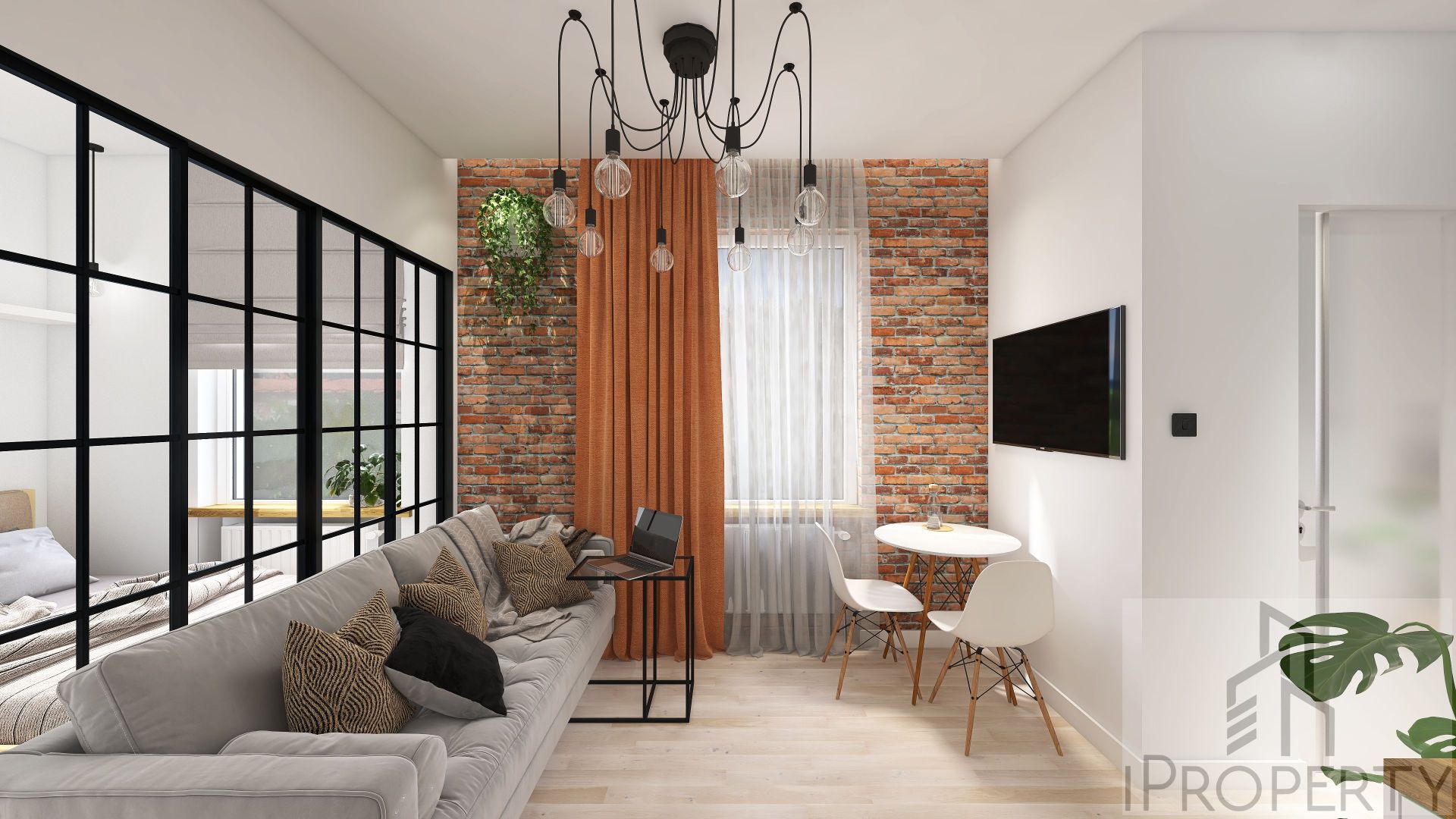Targowa Łódź – salon z aneksem kuchennym (6)